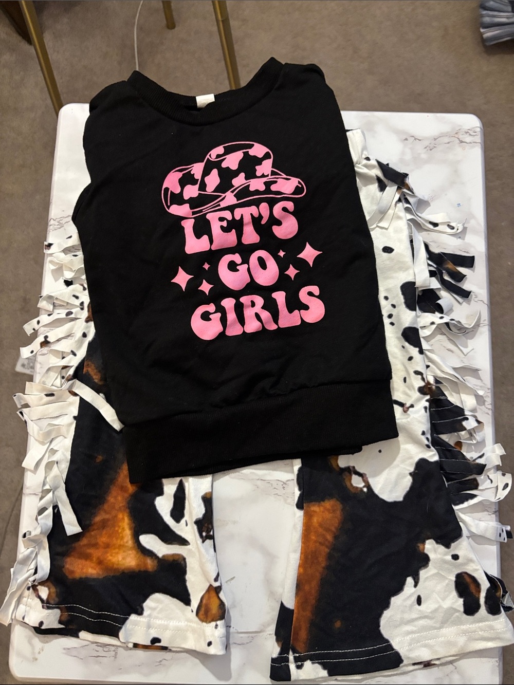 Baby Girls Black & Pink 'Let's Go Girls' Graphic Sweatshirt Set